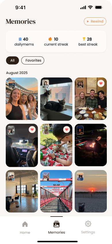 Capture moment screen showing mood selection and journaling interface