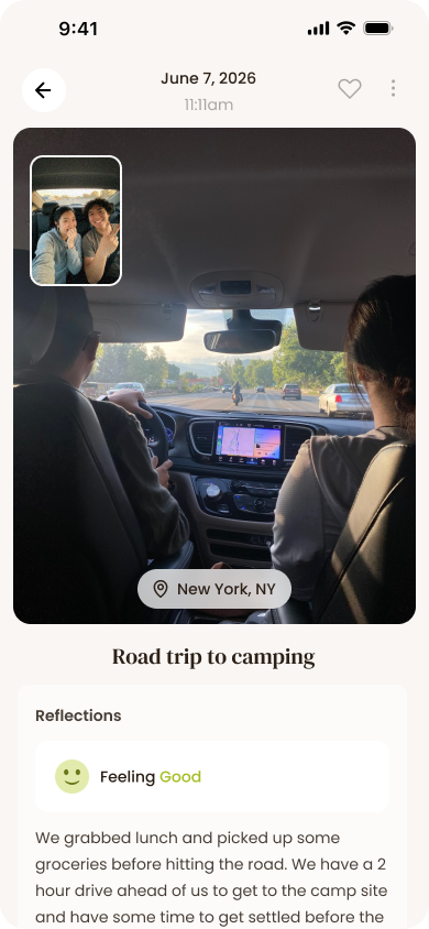 Timeline view showing your captured moments organized by date