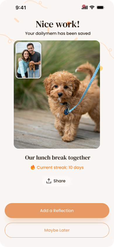 Capture moment screen showing mood selection and journaling interface